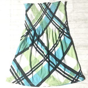 Green/Blue Plaid Tube top mini - dress